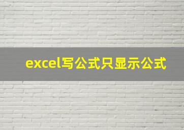 excel写公式只显示公式