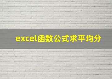 excel函数公式求平均分