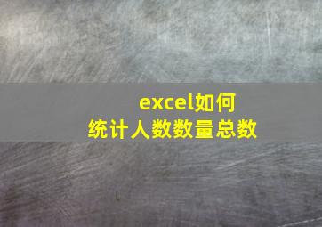 excel如何统计人数数量总数