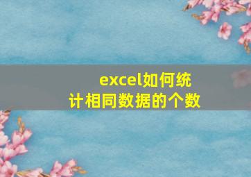 excel如何统计相同数据的个数