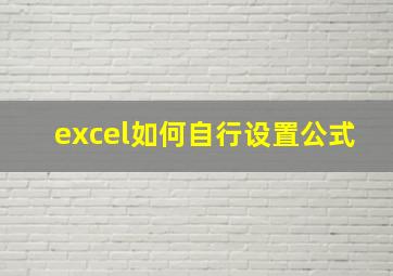 excel如何自行设置公式