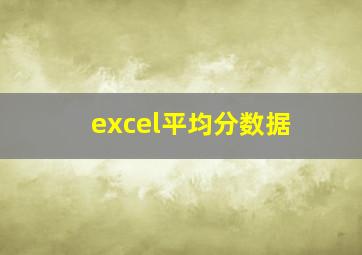 excel平均分数据