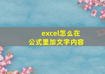 excel怎么在公式里加文字内容