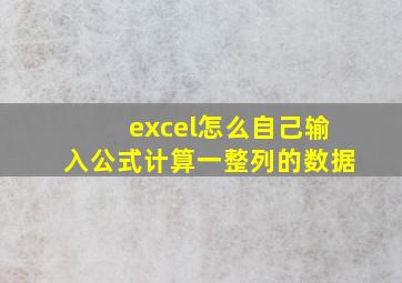 excel怎么自己输入公式计算一整列的数据