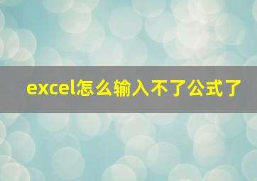 excel怎么输入不了公式了