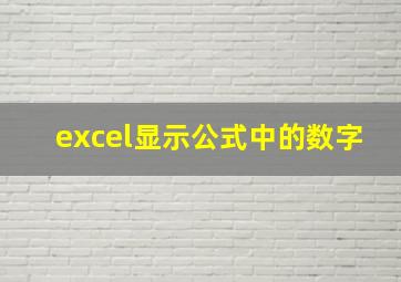 excel显示公式中的数字