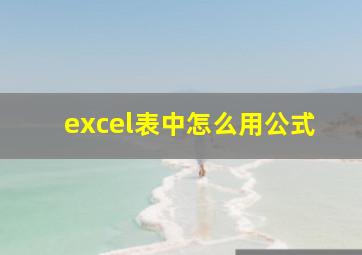 excel表中怎么用公式