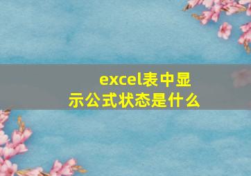 excel表中显示公式状态是什么