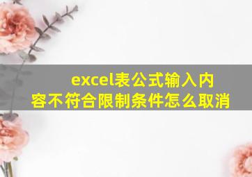 excel表公式输入内容不符合限制条件怎么取消