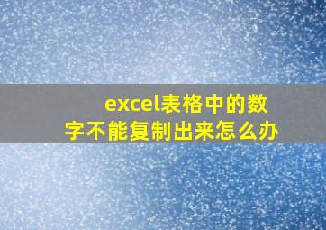 excel表格中的数字不能复制出来怎么办