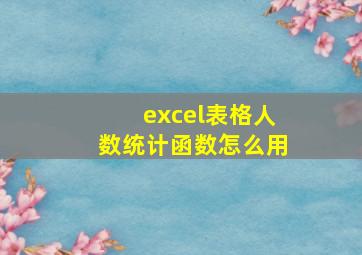 excel表格人数统计函数怎么用