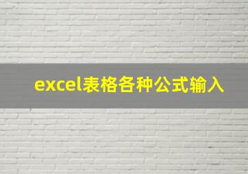 excel表格各种公式输入