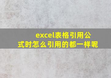 excel表格引用公式时怎么引用的都一样呢