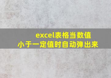 excel表格当数值小于一定值时自动弹出来