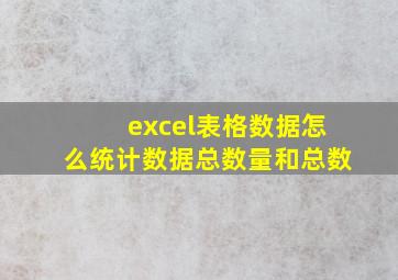 excel表格数据怎么统计数据总数量和总数