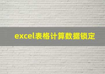 excel表格计算数据锁定