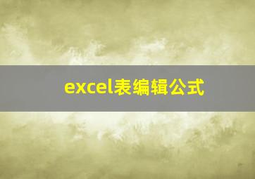 excel表编辑公式