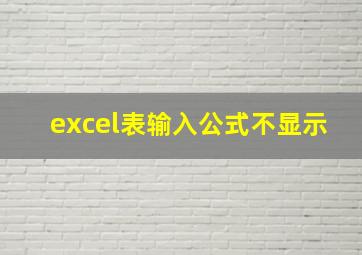 excel表输入公式不显示