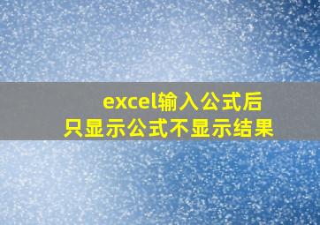 excel输入公式后只显示公式不显示结果