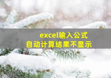 excel输入公式自动计算结果不显示