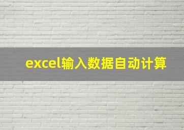 excel输入数据自动计算