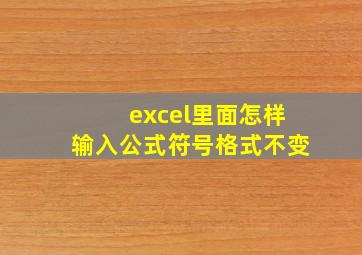 excel里面怎样输入公式符号格式不变