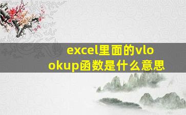 excel里面的vlookup函数是什么意思