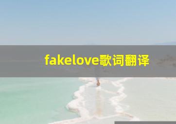 fakelove歌词翻译