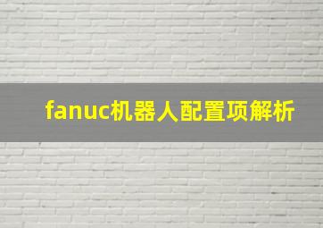 fanuc机器人配置项解析