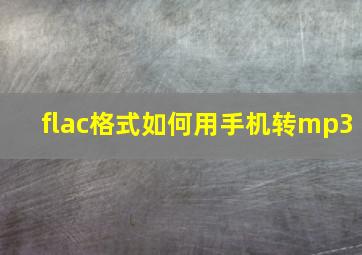 flac格式如何用手机转mp3