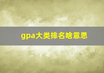 gpa大类排名啥意思