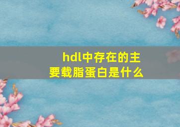 hdl中存在的主要载脂蛋白是什么