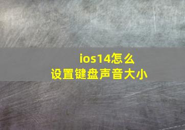 ios14怎么设置键盘声音大小