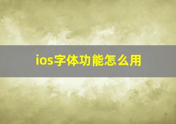 ios字体功能怎么用