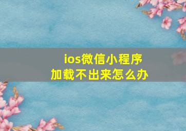 ios微信小程序加载不出来怎么办