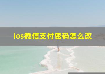 ios微信支付密码怎么改