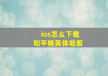 ios怎么下载和平精英体验服