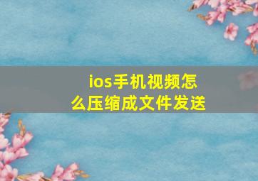 ios手机视频怎么压缩成文件发送