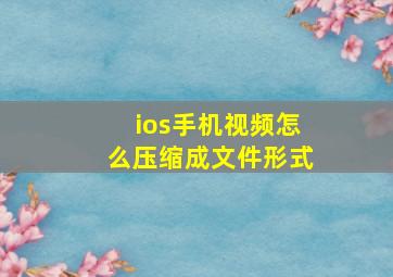 ios手机视频怎么压缩成文件形式