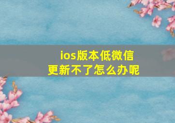 ios版本低微信更新不了怎么办呢