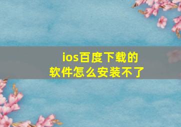 ios百度下载的软件怎么安装不了