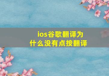 ios谷歌翻译为什么没有点按翻译