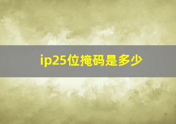 ip25位掩码是多少