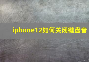 iphone12如何关闭键盘音