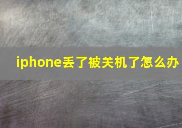 iphone丢了被关机了怎么办