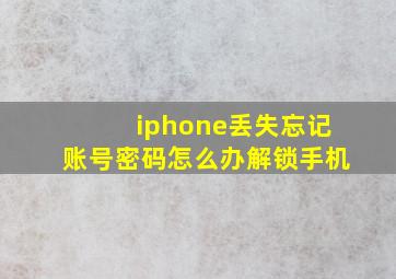 iphone丢失忘记账号密码怎么办解锁手机