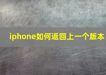 iphone如何返回上一个版本