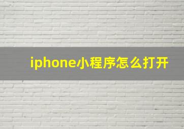 iphone小程序怎么打开