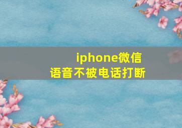 iphone微信语音不被电话打断