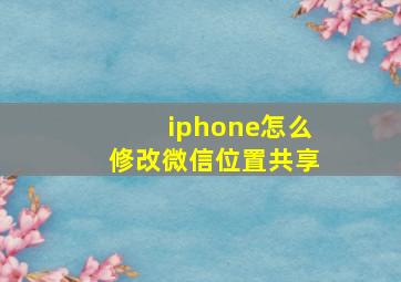 iphone怎么修改微信位置共享